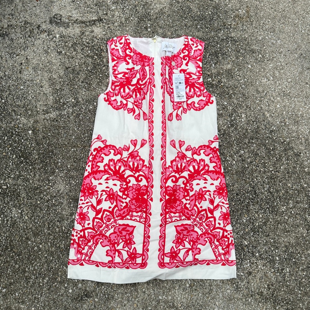 Lilly Pulitzer Sadie Shift Romper Coconut Spicy Socialite Engine Pink Red 0